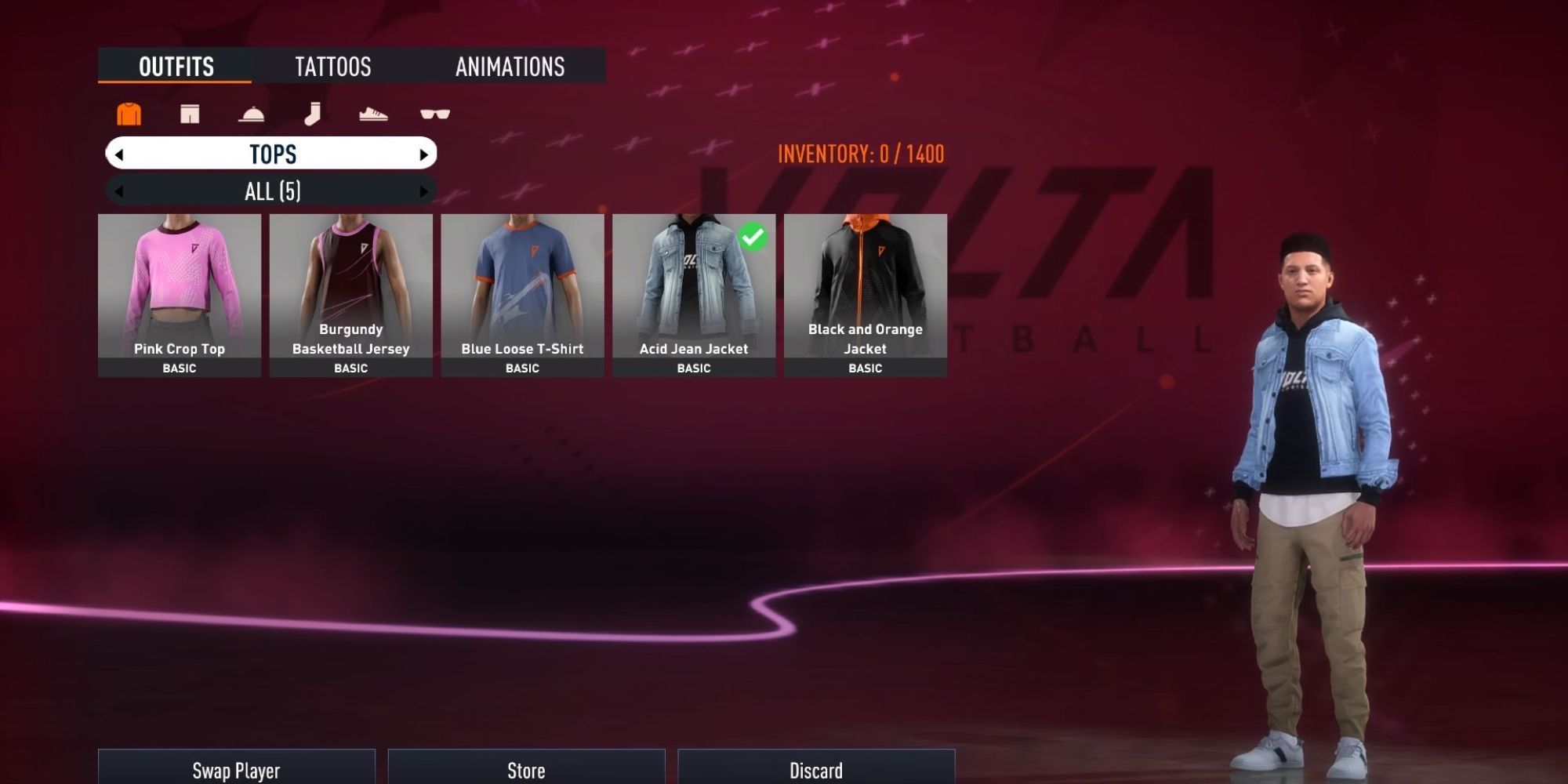 The outfit page on FIFA 23 Volta