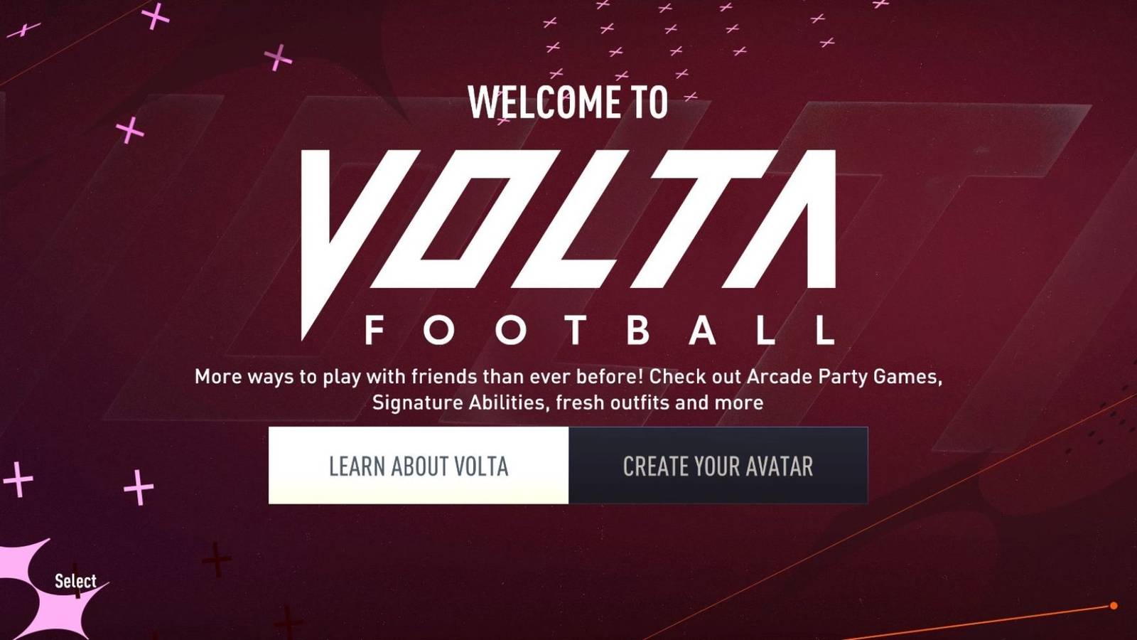 The welcome page on FIFA 23 Volta