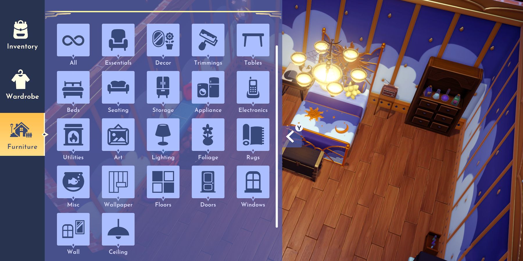 furniture categories in disney dreamlight valley