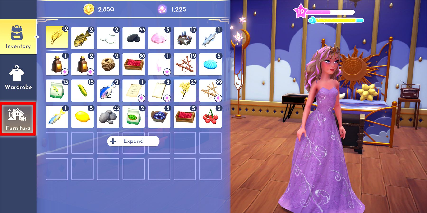 furniture option in disney dreamlight valley