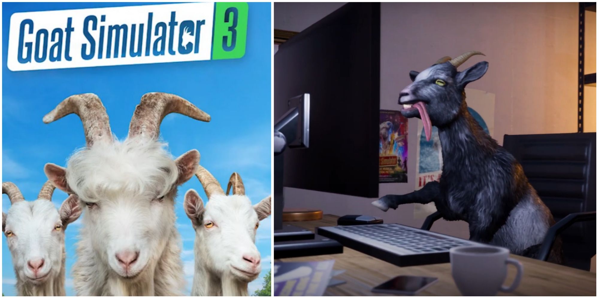 goat simulator 3 cover and goat playing fortnite