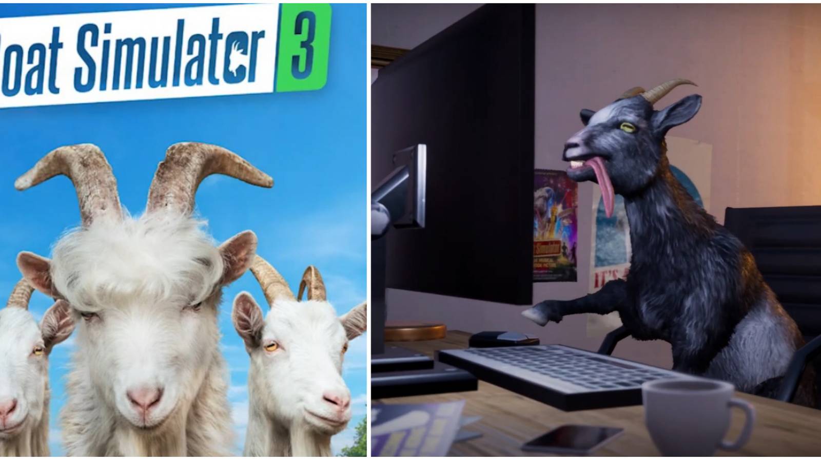 goat simulator 3 cover and goat playing fortnite