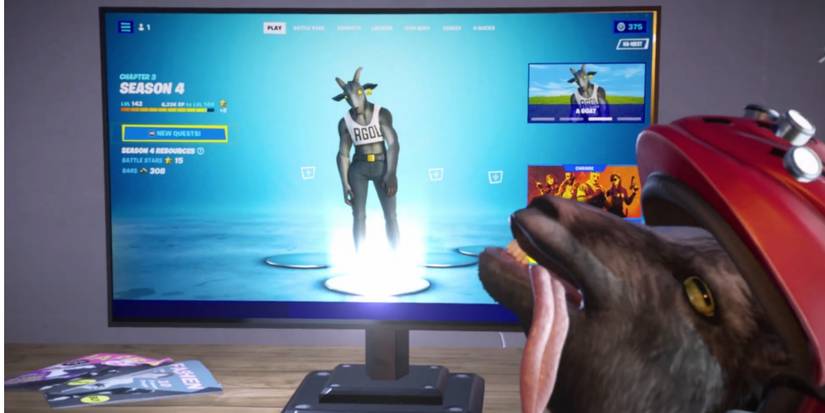 goat playing fortnite