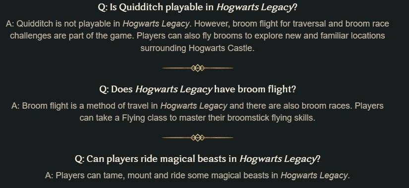hogwarts legacy faq