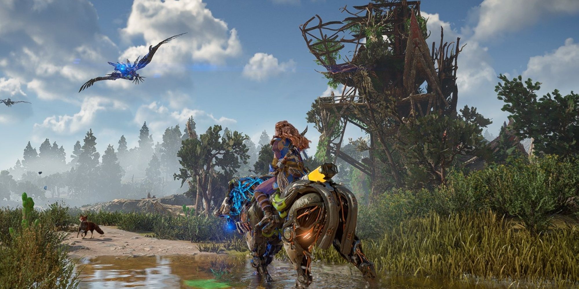 horizon forbidden west aloy coming up a to bulding