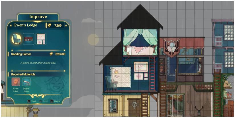 Spiritfarer improvement menu for Gwen's lodge