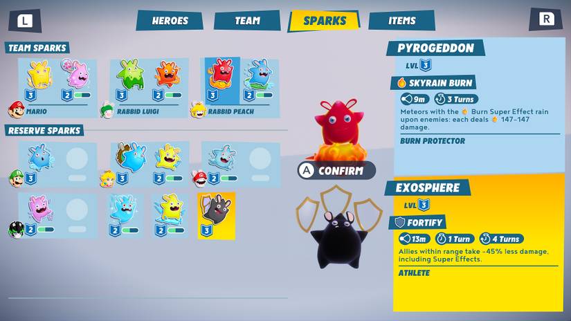 mario rabbids spark menu