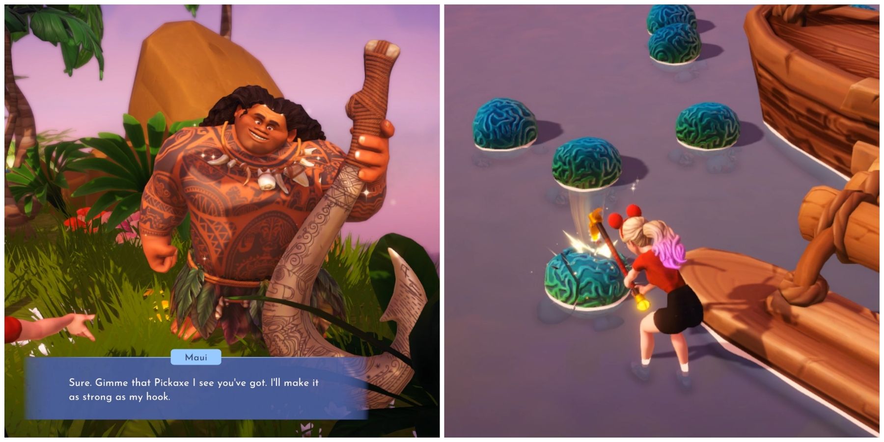 maui upgrading the pickaxe in disney dreamlight valley