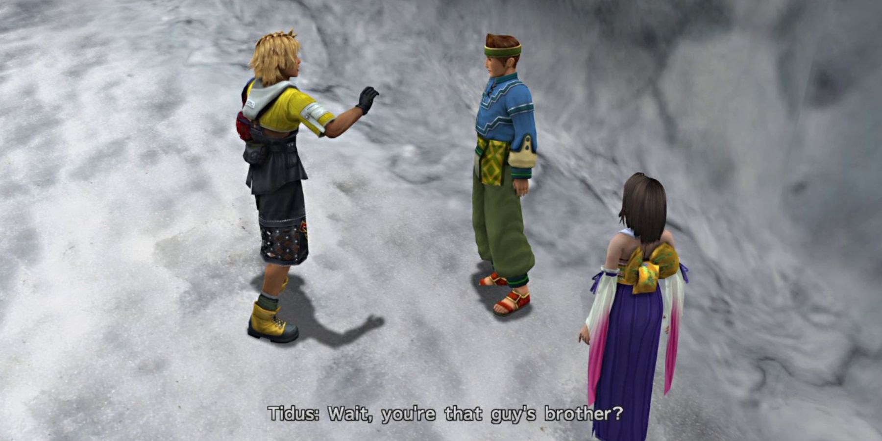 Tidus and Yuna confront Wantz in Final Fantasy 10