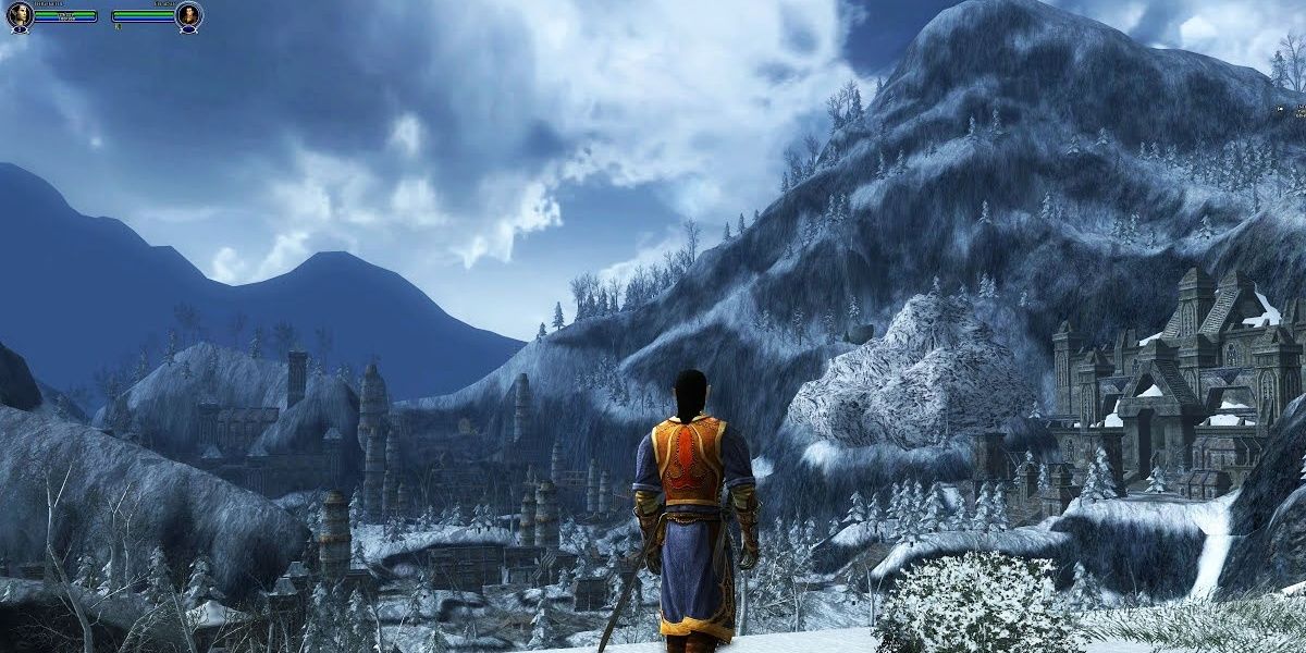 Lord of the Rings Online looking toward a mountain