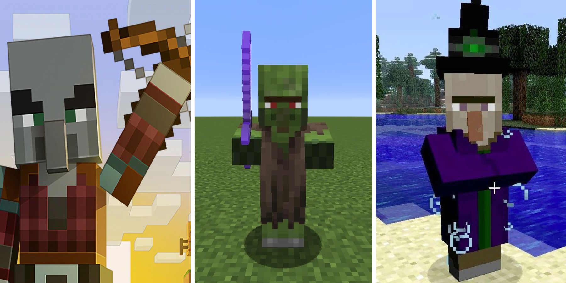 minecraft-pillager-witch-zombie-villager