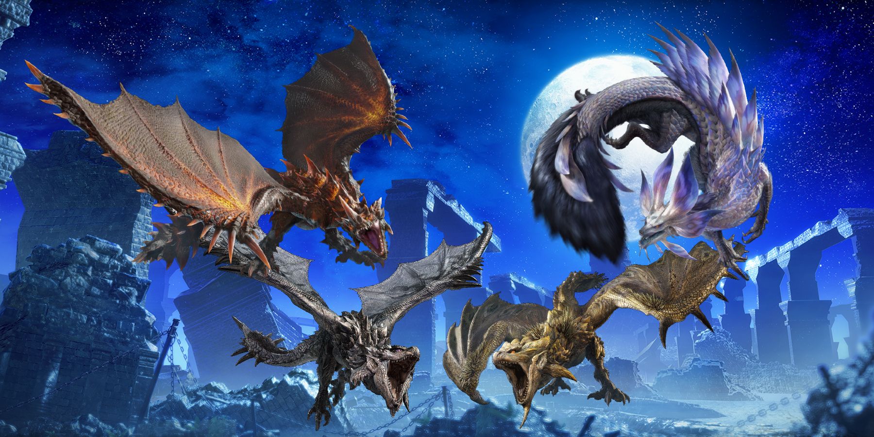 gold rathian silver rathalos flaming espinas violet mizutsune