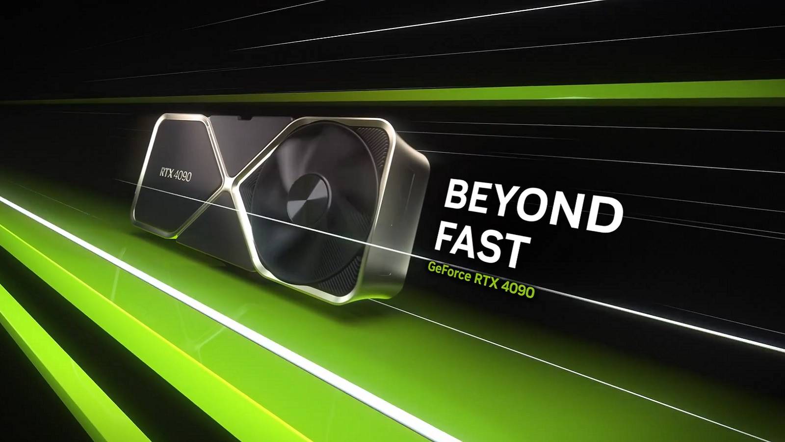 Image showing a rendered Nvidia RTA 4090 graphics card zooming by.