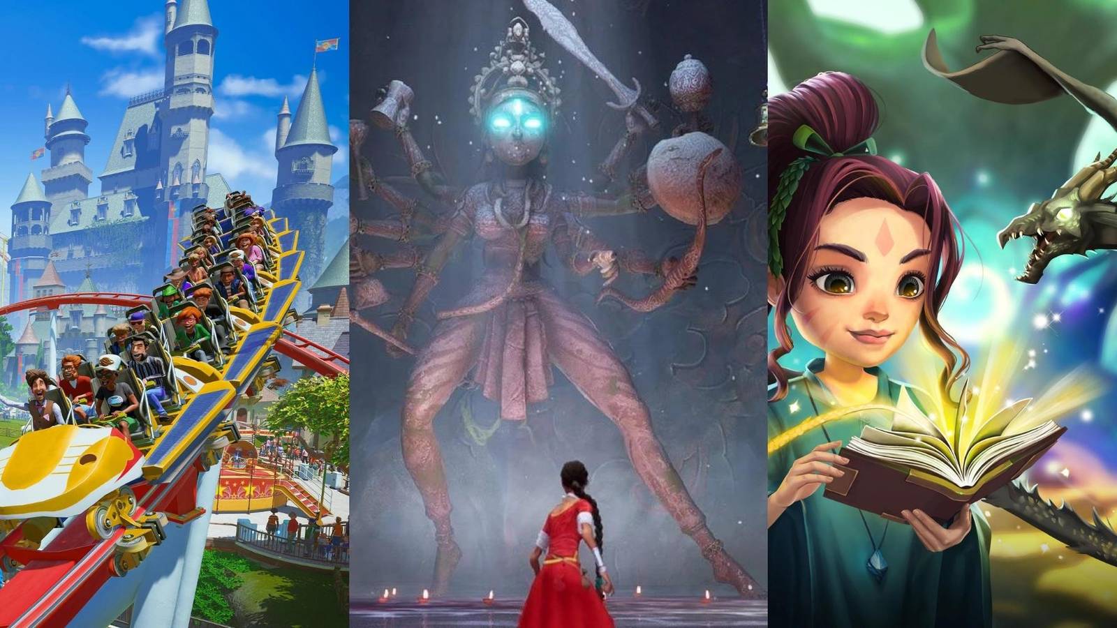 park in Planet Coaster, Raji in Raji An Ancient Epic, Izzy in Lost Words Beyond the Page