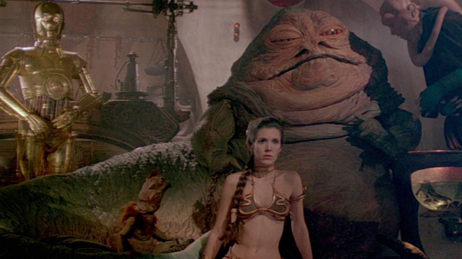 Princess Leia enslaved by Jabba in Star Wars The Return of the Jedi