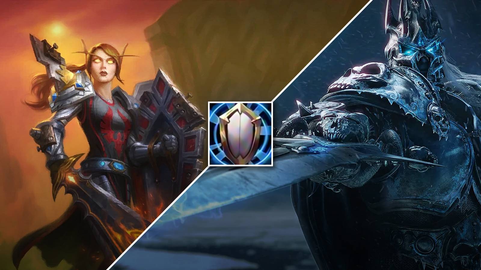 2 images of a paladin and the lich king in wow wotlk classic wrath how to play pally tank