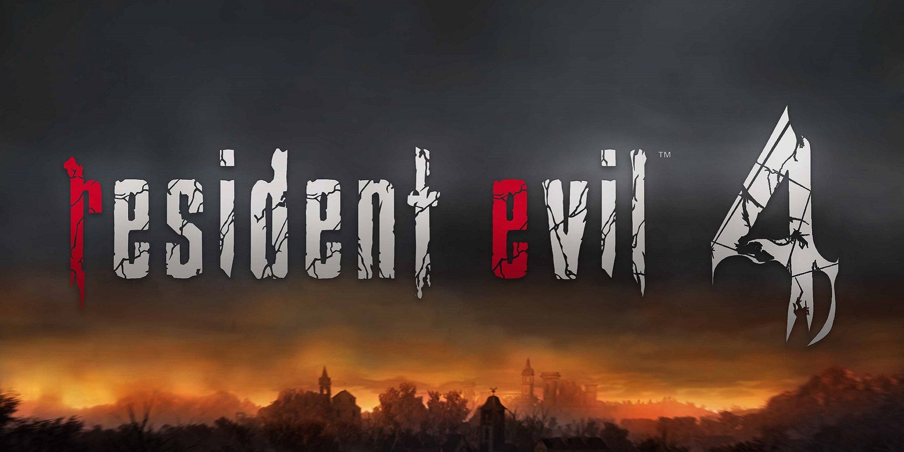 The Resident Evil 4 logo with the village in the background.