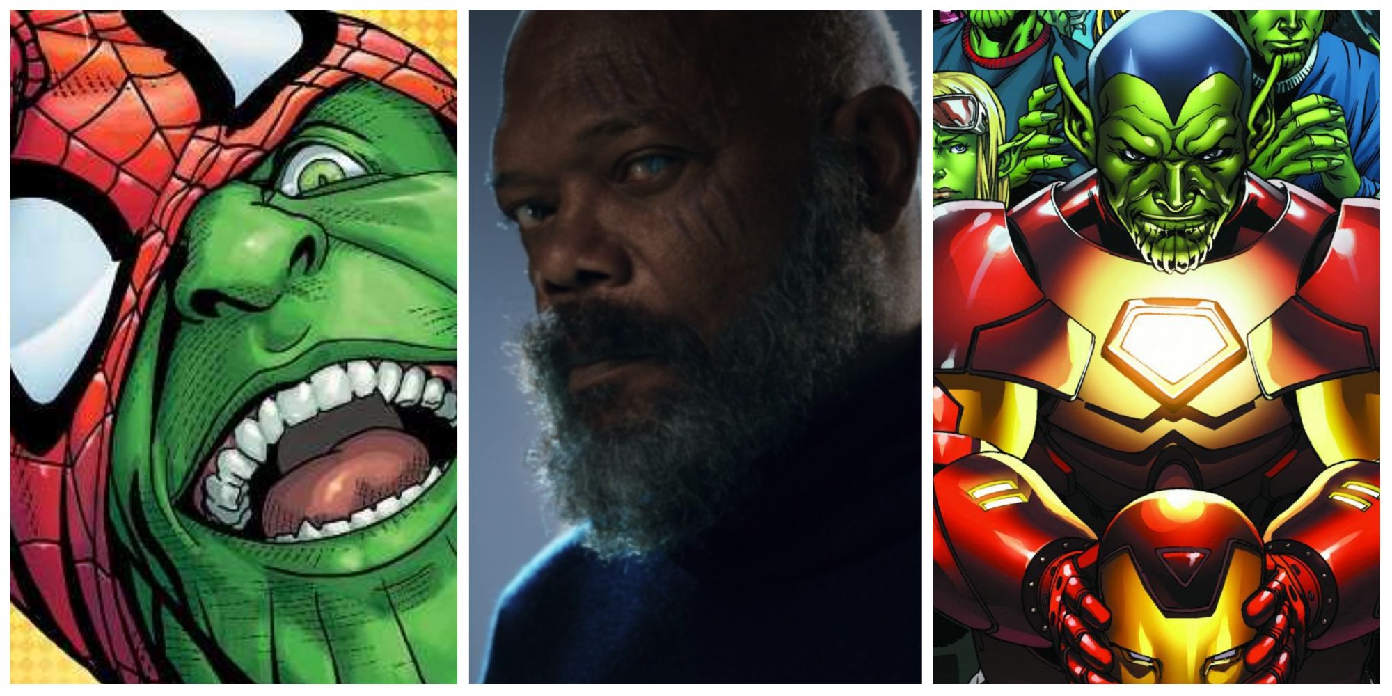 skrull iron man, skrull spider-man, nick fury from secret invasion