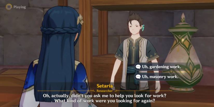 setaria work question in genshin impact