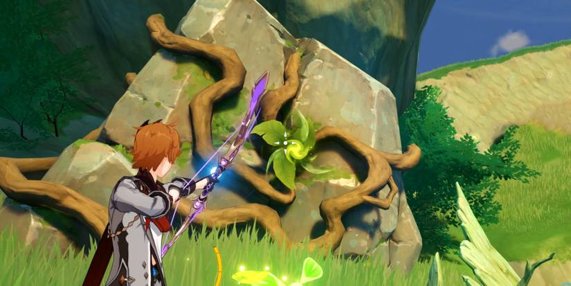 shooting dendro rock in genshin impact