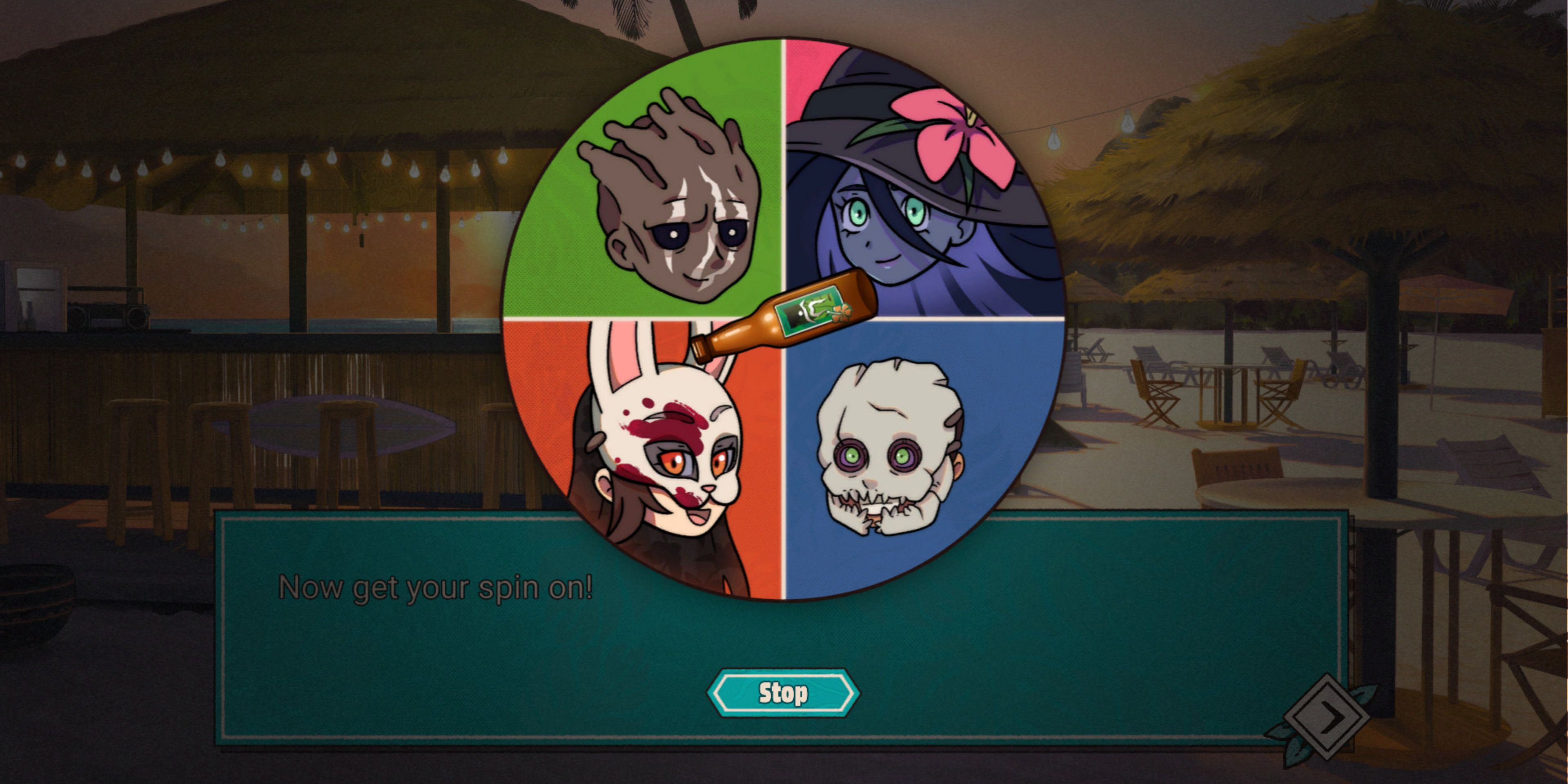 A spin the bottle mini-game that features chibi verisons, of Wraith, Spirit, Huntress and Trapper