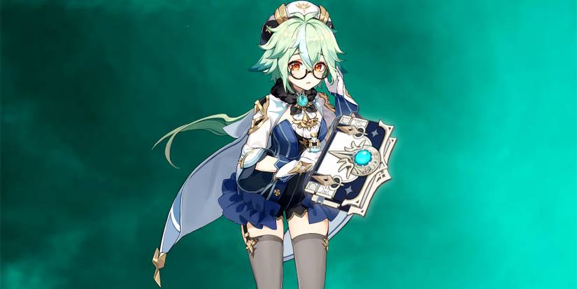sucrose looking at favonius codex in genshin impact