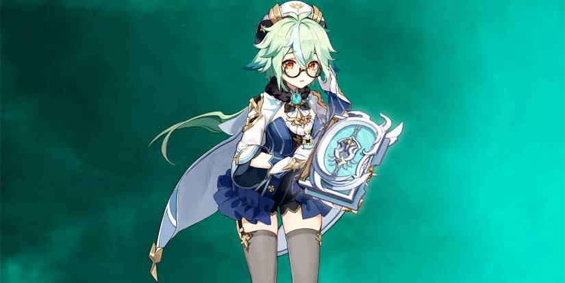 sucrose looking at lost prayer in genshin impact