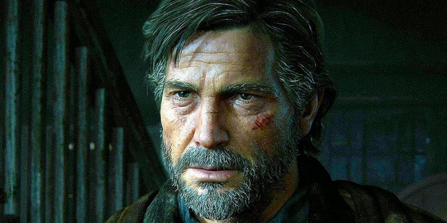 Изображение из ремейка The Last of Us Part 1, показывающее лицо Чола крупным планом.