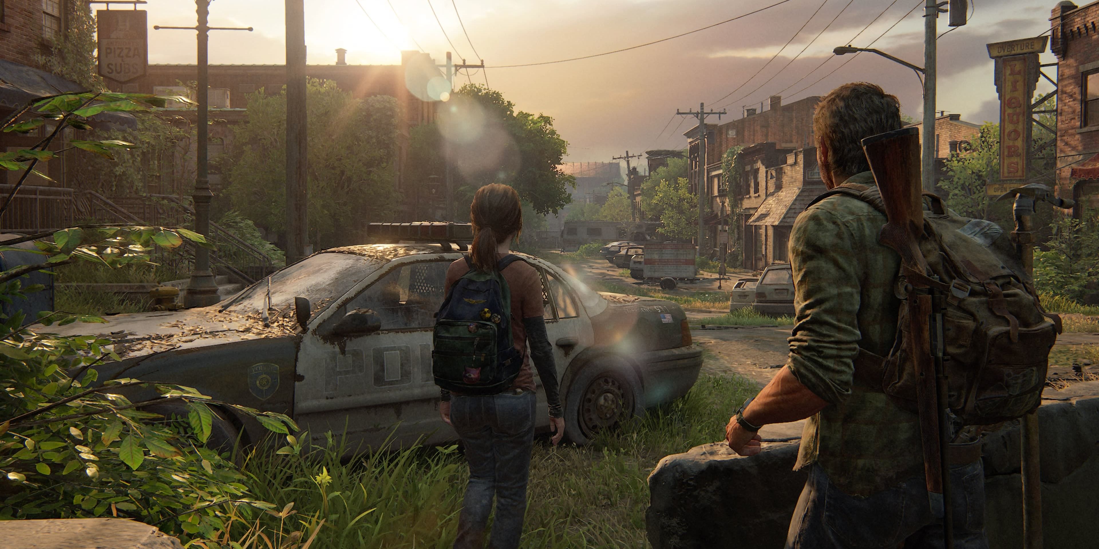 the last of us remake joel and ellie looking off in the distance 