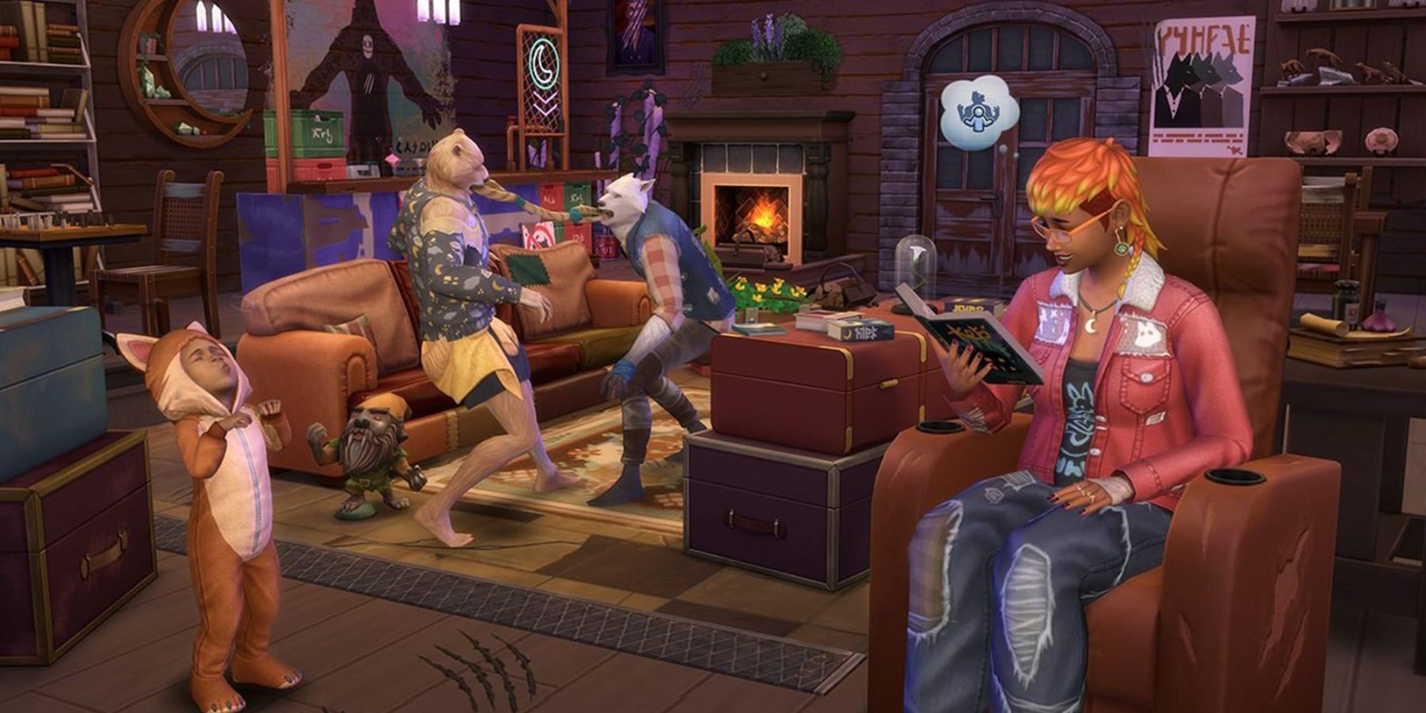 A pack of werewolves in The Sims 4