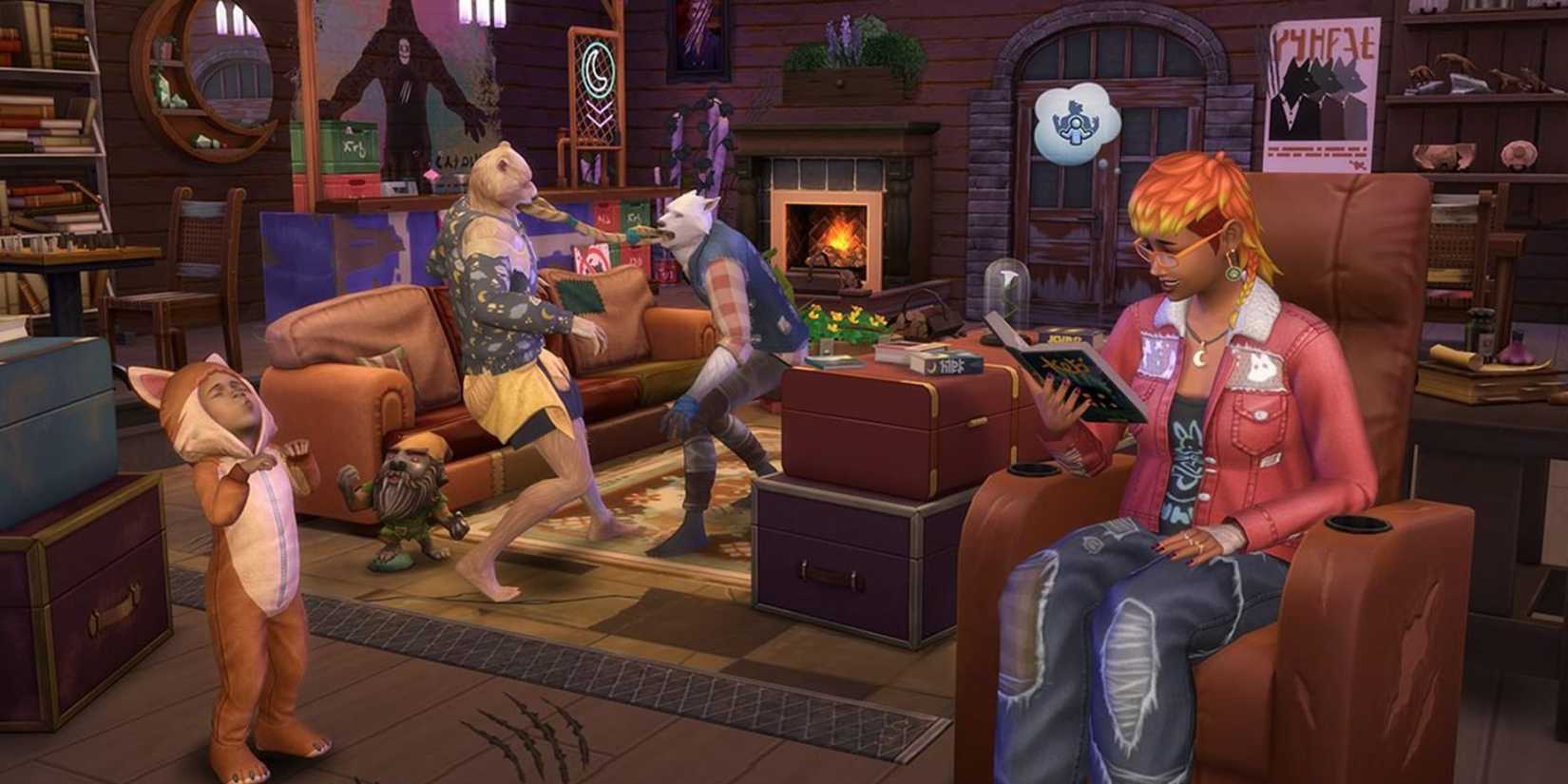 A pack of werewolves in The Sims 4