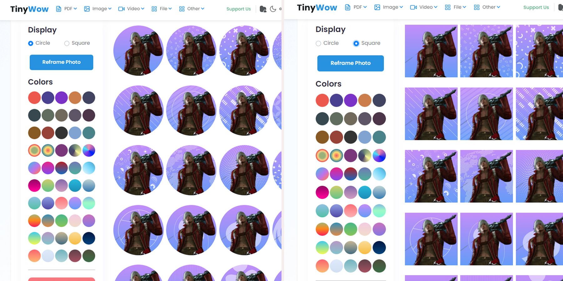tinywow circle and square avatars
