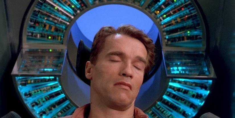 Quaid dreaming in Total Recall machine