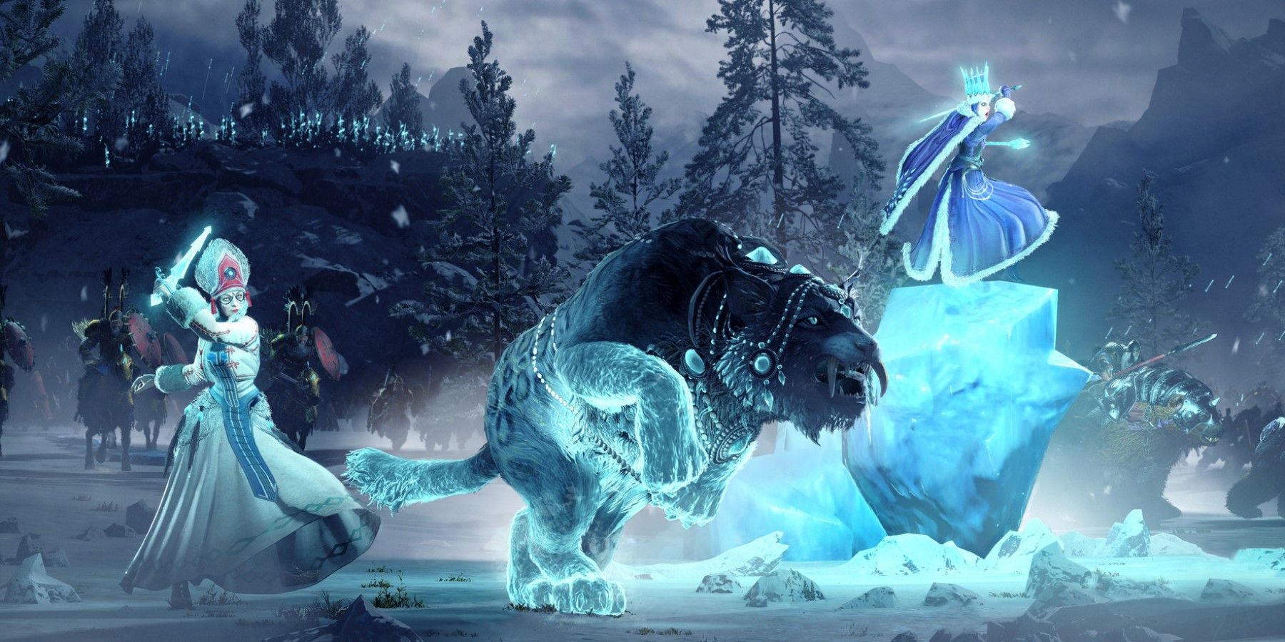 Total War: Warhammer 3 Tzarina Katarin and an Ice Witch Hero