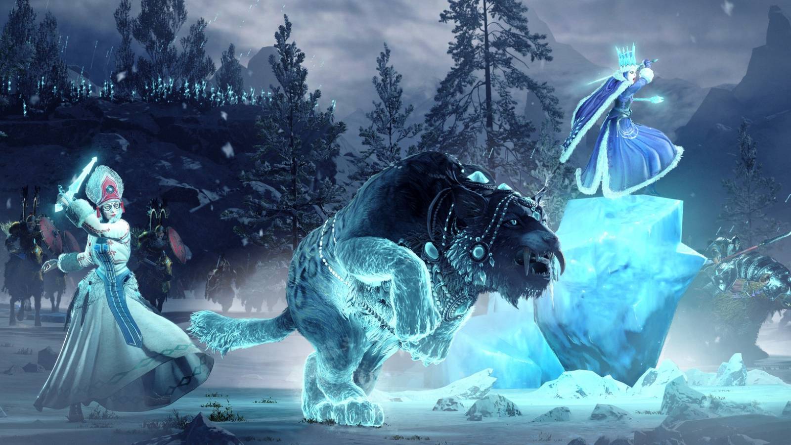 Total War: Warhammer 3 Tzarina Katarin and an Ice Witch Hero