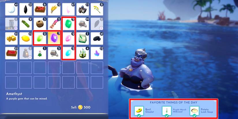 ursula favorite items of the day in disney dreamlight valley