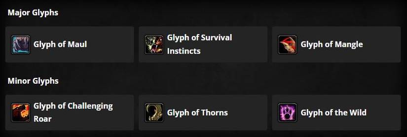 wrath feral druid main tank glyphs