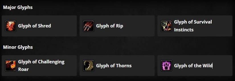 wrath feral druid off tank glyphs