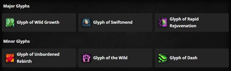 wrath talents resto druid glyphs