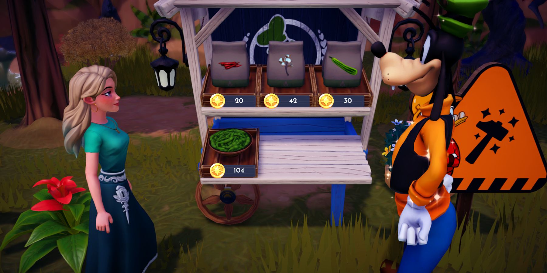 zucchini in goofy’s stall in disney dreamlight valley