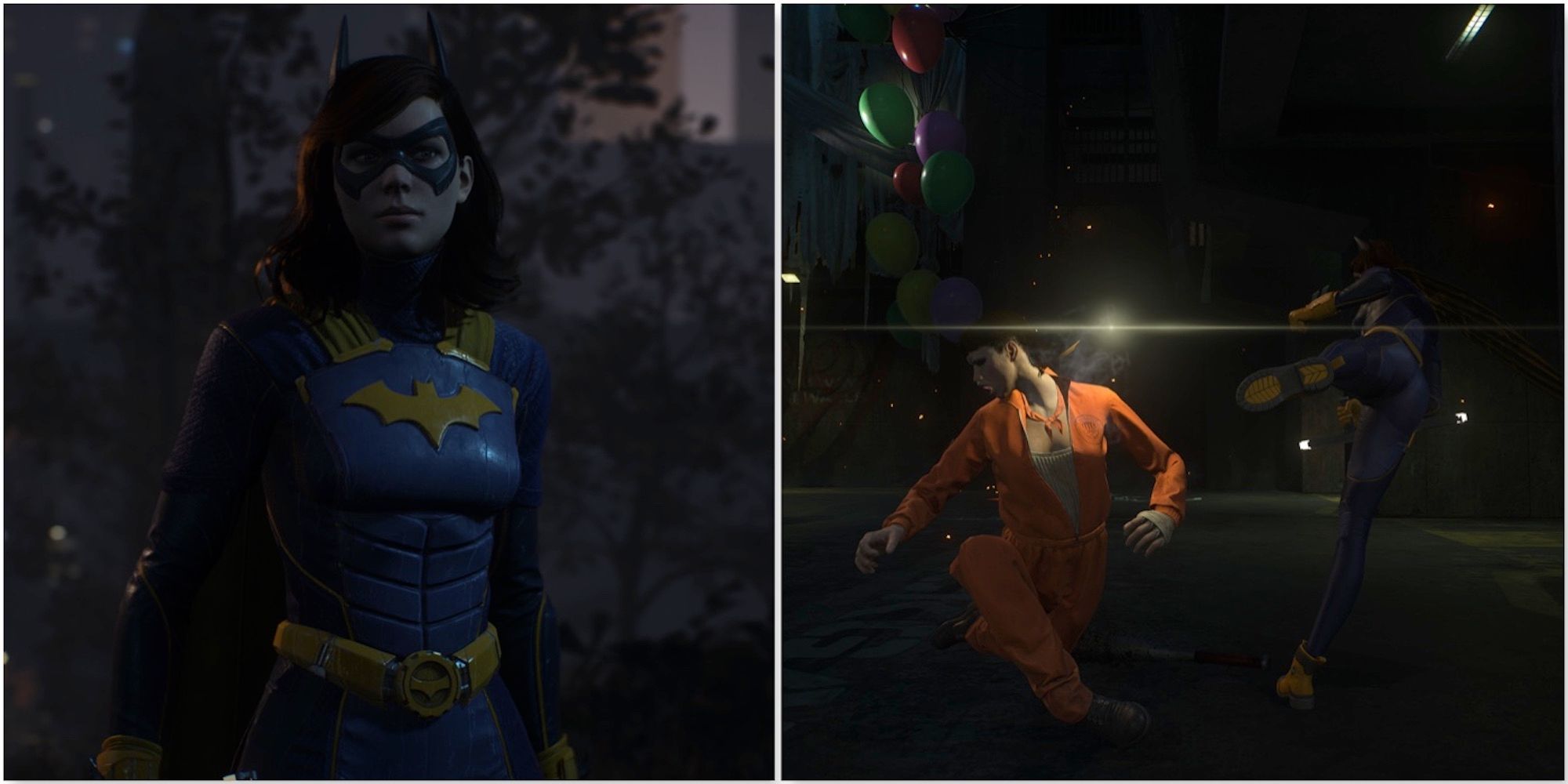 Batgirl and fighting enemies in Gotham Knights