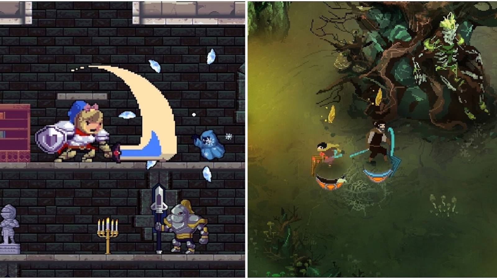 Fighting enemies in Rogue Legacy and Children Of Morta