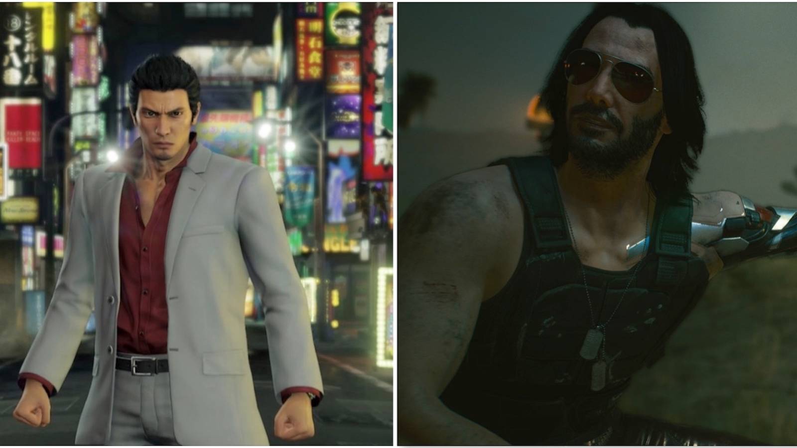 Kazuma Kiryu from Yakuza and Johnny Silverhand from Cyberpunk 2077