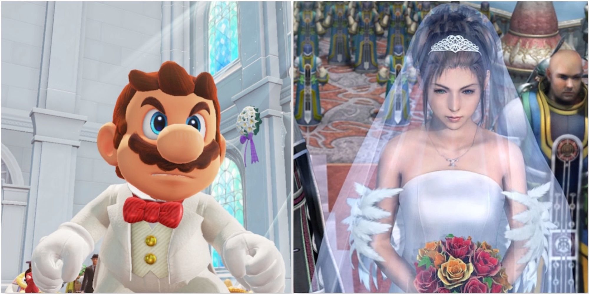 Mario in Super Mario Odyssey and Yuna in Final Fantasy 10