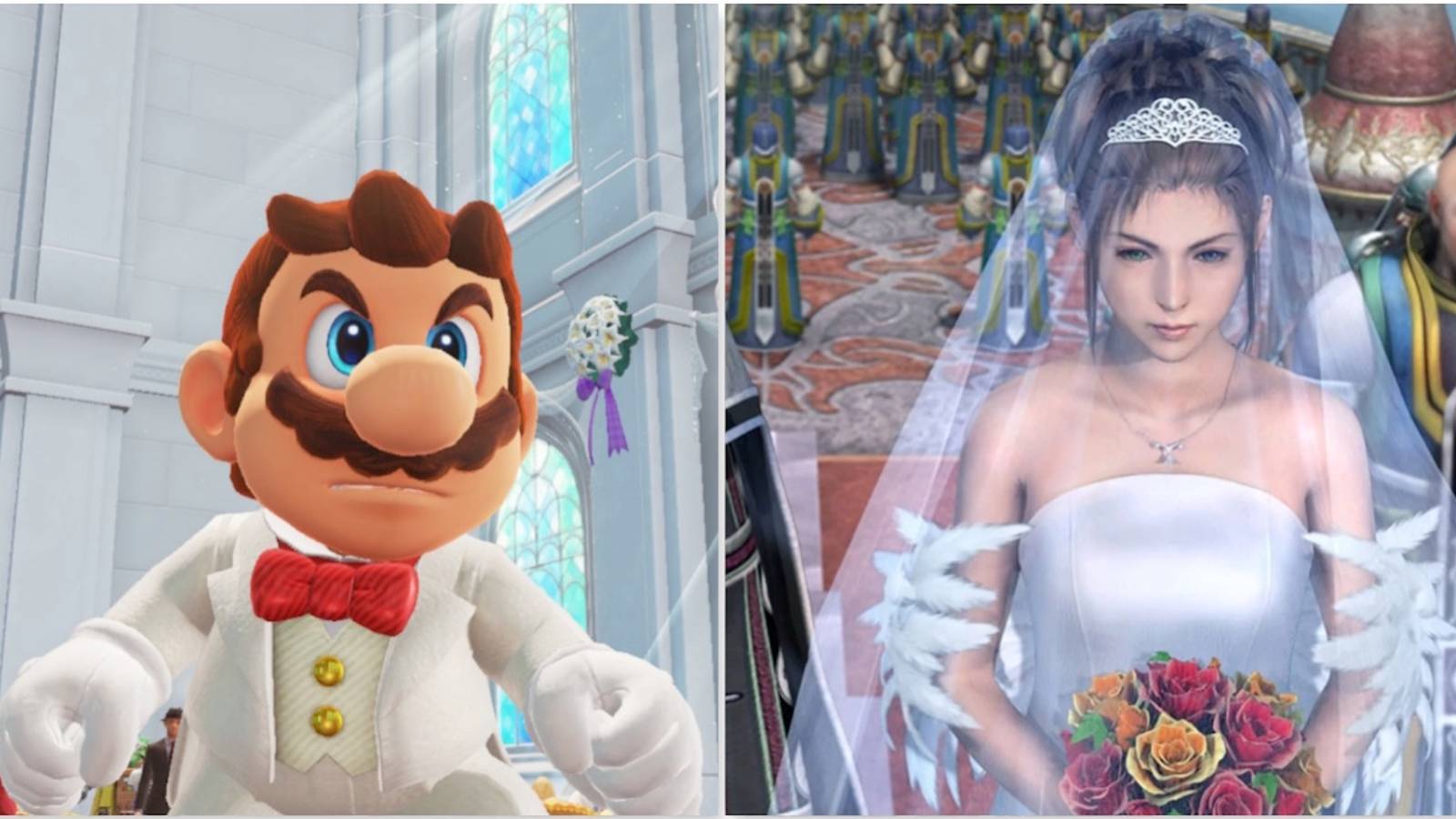 Mario in Super Mario Odyssey and Yuna in Final Fantasy 10