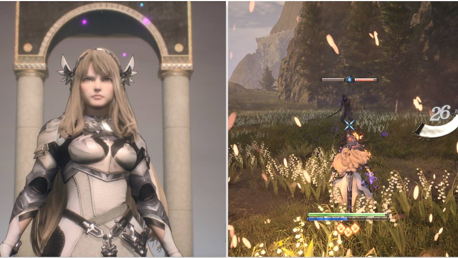 Valkyrie and fighting enemies in Valkyrie Elysium