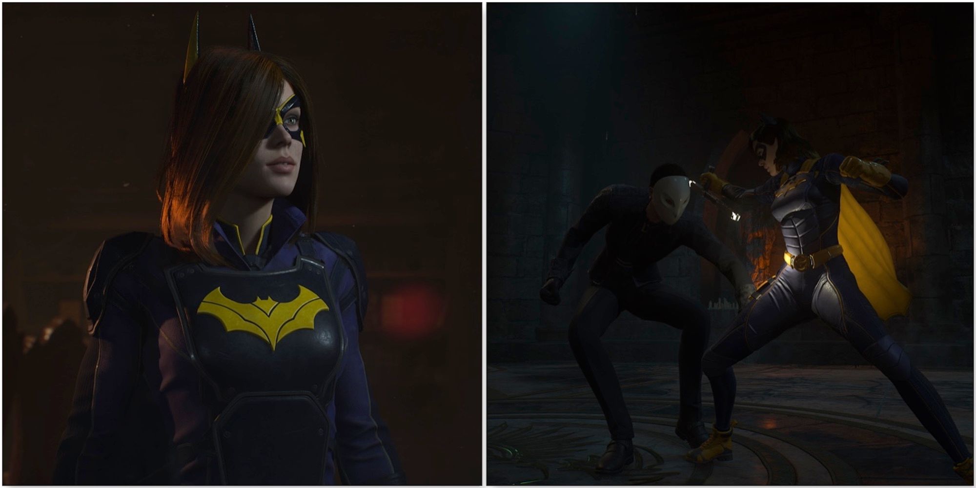Batgirl and fighting enemies in Gotham Knights