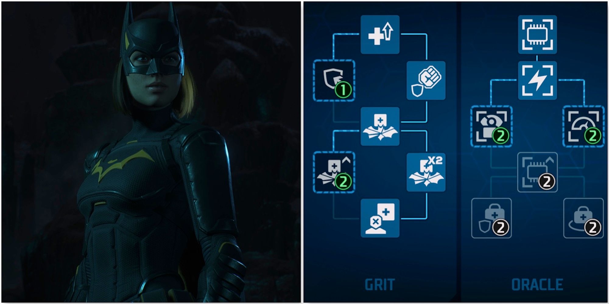 Batgirl and the upgrade tree in Gotham Knights