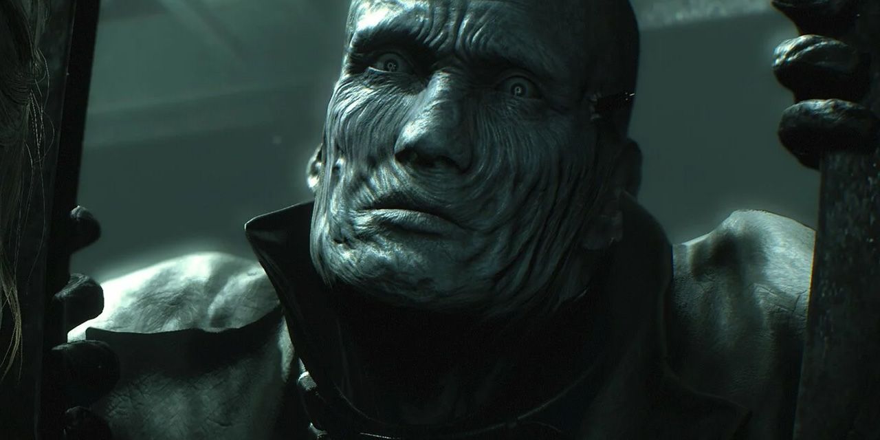 Close up of Mr X from Resident Evil 2