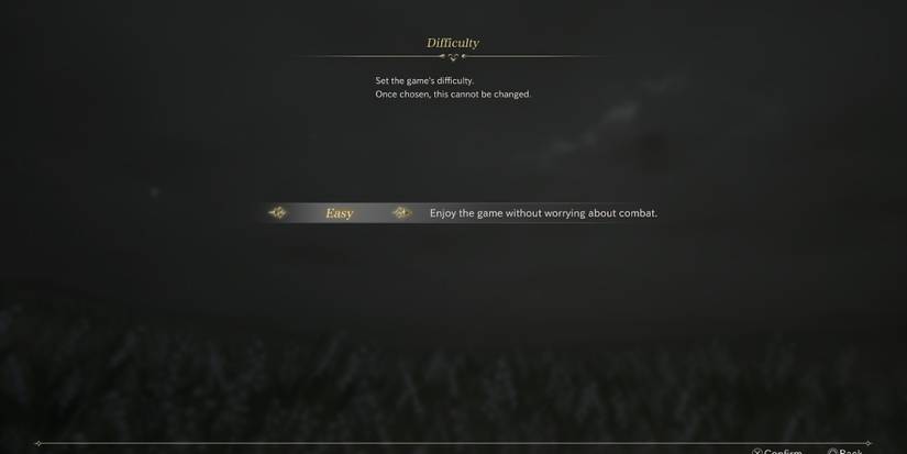 The difficulty menu in Valkyrie Elysium
